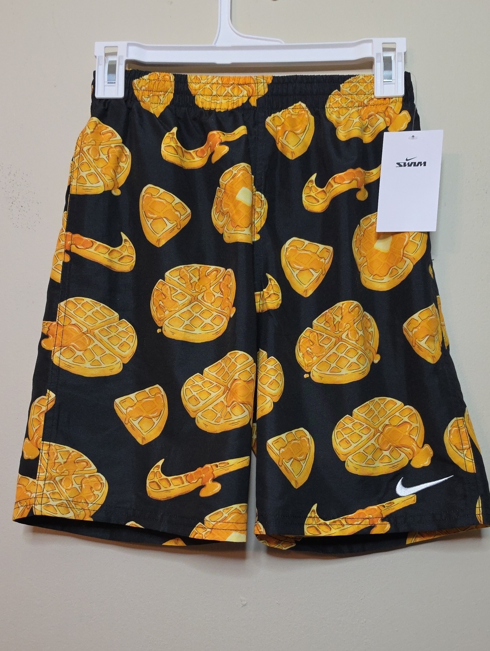 Nike Black Shorts with Yellow Waffle Print - Kids